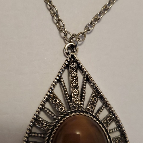 Paparazzi Long Necklace Brown and Silver New - Picture 11 of 12